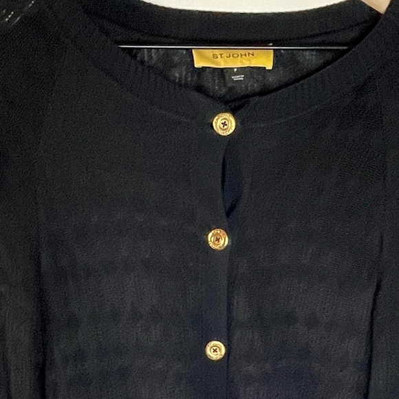 St. John|| Black Knit Cardigan with gold accent buttons, Viscose, Size Small P - Picture 8 of 8